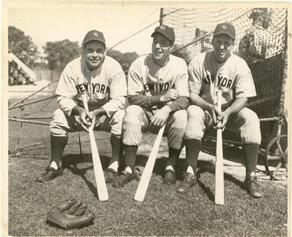 1940s Charlie Keller, Joe DiMaggio & Tommy Henrich Original 8x10 Type 1 Photograph - PSA/DNA 